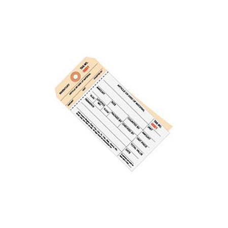 The Packaging Wholesalers 2 Part Carbonless Stub Style Inventory Tags, 2000-2499, No 8, 6-1/4"L x 3-1/8"W, 500/Pack G19051